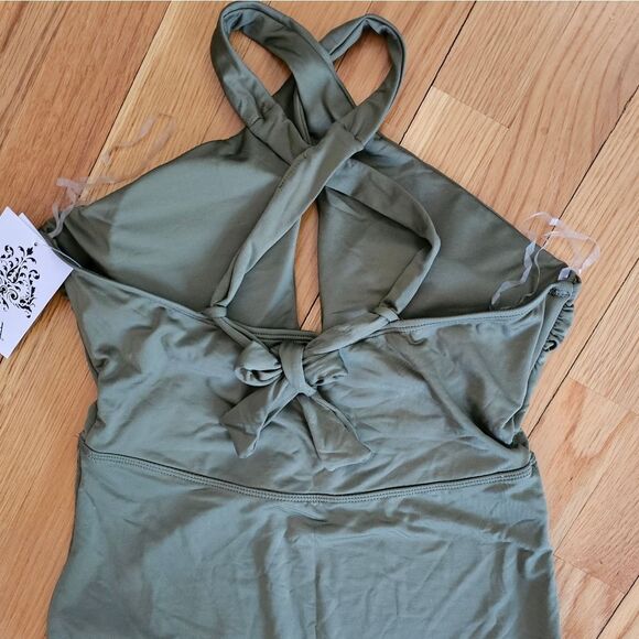 Becca by Rebecca Virtue Fine Line Tessa Crossover High Neck One-Piece Size Small - Picture 12 of 16